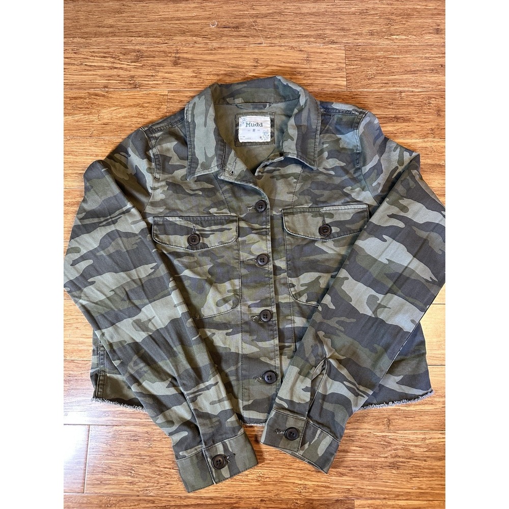Mudd cropped camo‎ button up jacket Medium Y2K